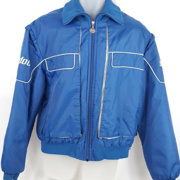 Ski-Doo Bombardier Vintage Snowmobile Jacket Skidoo Blue Parka Mens Small - Picture 1 of 3
